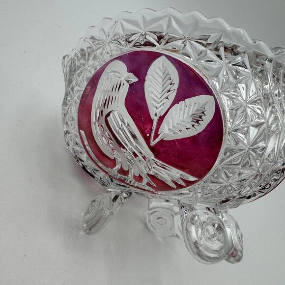 Vintage Byrdes Collection 3 Toed Bowl 5 inch by Hofbauer 24% Lead Crystal - Picture 4 of 12